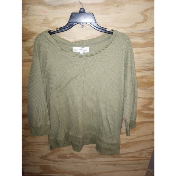 French Laundry Tops - 2/$15 Women's French Laundry Top Green Large Waffleknit Layering Minimalist